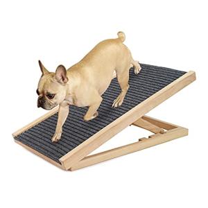 ペットの階段 犬のステップペットスロープ調節可能な木製ペット階段ポータブル折り畳み式の犬の安全性スロープ、ウッドペットランプ/はしご 小型中型大型犬の｜mochii0055