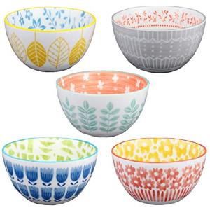 美濃焼 北欧フラワーボウル 5柄セット 食器 [ ボタニカル/花/日本製 / 径12.5cm ］ ボウル 鉢 丼 食器 (電子レンジ・食器洗浄機対応)｜mochii0055