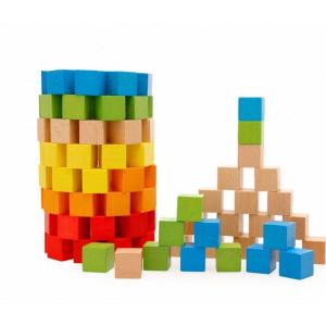 Sasuga 木製 立方体 積み木 100個 キューブ ブロック 知育玩具 幼児 大人 教材（カラフル）)｜mochii0055