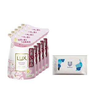 LUX(ラックス) ボディソープ ソフトローズ 詰替え用 300g×5個 おまけ付き ボディーソープ 優しいソフトローズの香り(香料配合)。｜mochii0055