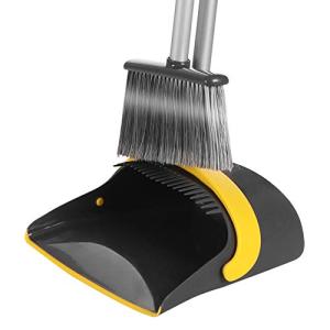 Eyliden. ほうき ちりとり 掃き 立式掃除セット 掃除用品 床掃除 ダークグレー 長柄箒 塵取り 掃除 箒 コンパクト収納 94~135cm調