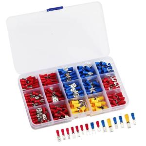 PENGLIN 280PCS 絶縁付圧着端子セット 絶縁被覆付圧着端子 差込形接続端子 オス メス 絶縁被覆付先開形端子 絶縁Y形端子 U型端子 絶縁