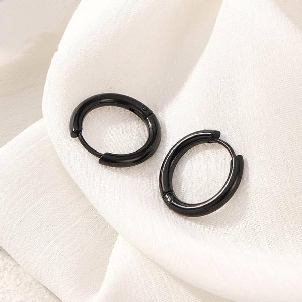 2個セット ブラック フープピアス ステンレス 両耳用 レディース メンズ つけっぱなしピアス リン...