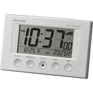 リズム(RHYTHM) 目覚まし時計 電波時計 温度計・湿度計付き フィットウェーブスマート 白 77*120*54mm 8RZ166SR03