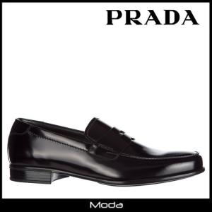 プラダ ローファー メンズ PRADA 靴 黒 ブラック サイドロゴ ビジネスシューズ｜moda