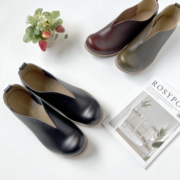 Vカットカジュアルシューズ　ワンランク上の履き心地 ナチュラル手染めのヴィーガンレザー 2603