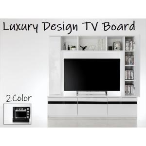 ラグジュアリーデザインテレビボード　50V型まで対応可　DVD204枚収納可　配線穴付　鏡面仕上　壁...