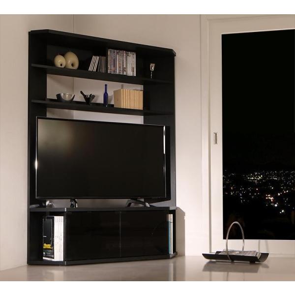 コーナーにも平面にも置ける薄型スタイリッシュテレビボード　52V対応可　収納力大　隠しキャスターで移...