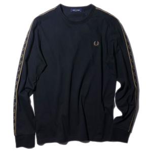 2024SS  フレッドペリー ロングスリーブTシャツ M4675 U78ブラック FRED PERRY メンズ 長袖 ロンT 2024年春夏｜modaonline1