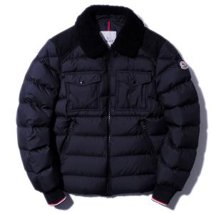 モンクレール MONCLER シアリング&スエード 本革 ライトダウンジャケット JAFFERAU 999ブラック メンズ ブランド 高級 2025SS 2025年春夏新作 NEW