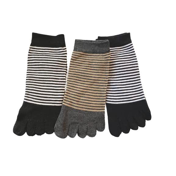 5本指ソックス レディース くるぶし ボーダー柄 ショート ソックス 5本指 靴下 綿混 かわいい ...