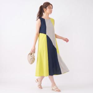 ワンピース レディース 夏 ロング 麻 麻混 ...の詳細画像1