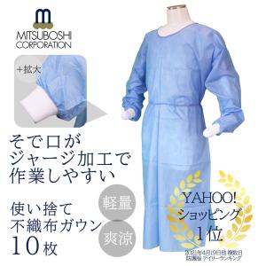 不織布アイソレーションガウン 10枚 フリーサイズ 青色