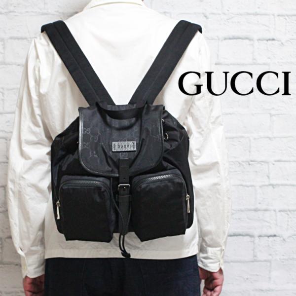 グッチ GUCCI バッグ メンズ バックパック リュックサック デイバッグ 新品 黒 ブラック ア...