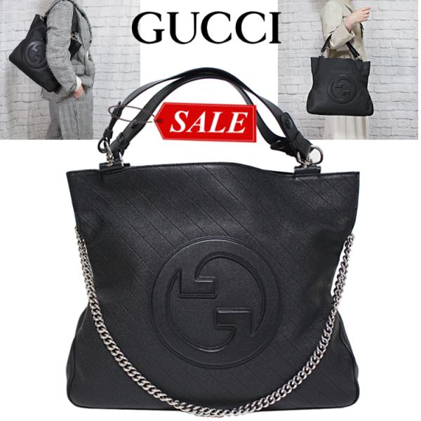 グッチ GUCCI バッグ トートバッグ ショルダーバッグ チェーンショルダー 2WAY ブラック ...