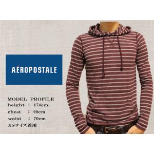 エアロポステール　AEROPOSTALE【メンズ　Men's】パーカーロンＴ【グレー×エンジ】｜modelibre