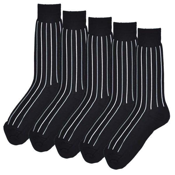 訳あり 靴下 ストライプ　ソックス　5足セット　メンズ　礼装靴下 メンズ 黒縞 フォーマル  ビジネ...