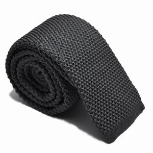 ニットタイ メンズ 即決 ロング ニット ネクタイ グレー