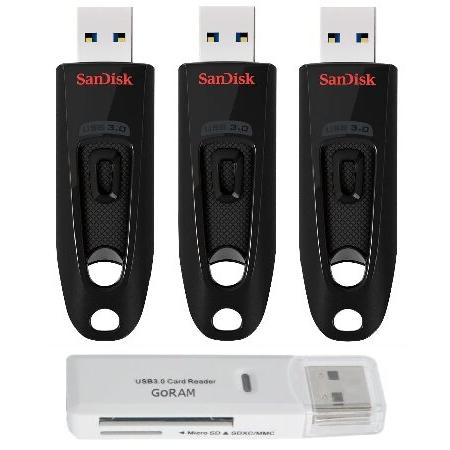 サンディスク 32GB USB 3.0 フラッシュドライブ (3個セット) + ゴーラム カードリー...