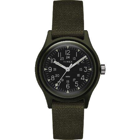 Timex レディース MK1 29mm 腕時計 - ブラックダイアル オリーブケース ＆ ストラッ...