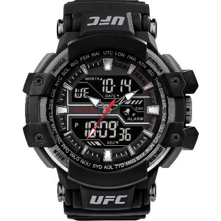 TIMEX タイメックス UFC メンズ コンバット 53mm ウォッチ - ブラックストラップ