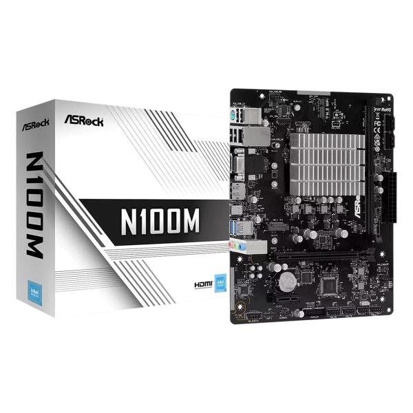 ASRock N100M マイクロATXマザーボード - Intel, 1 DDR4 DIMM, 2...