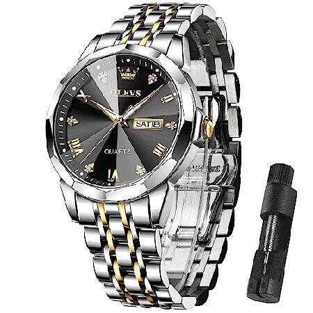 OLEVS オルプス メンズ腕時計 ビジネスファッション ダイヤモンド アナログ クォーツ ブラック...