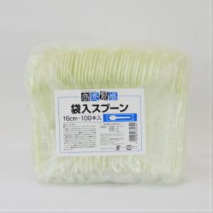 使い捨て スプーン 商売繁盛 袋入り スプーン 16cm 100本入 プラスチックスプーン 使い捨て...