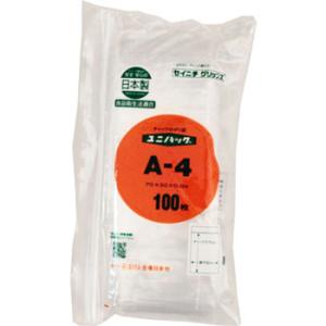 チャック付ポリ袋 ユニパック A-4 100枚入 セイニチ ユニパック 生日 チャック付ポリ Ａ-４...