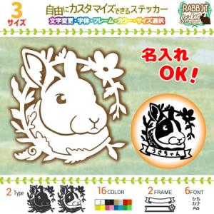 うさぎ ステッカー 車 名入れ 立ち耳