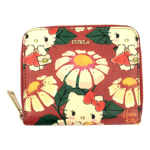 FURLA フルラ HELLO KITTY ラウンドジップ ウォレット 財布  レッド
