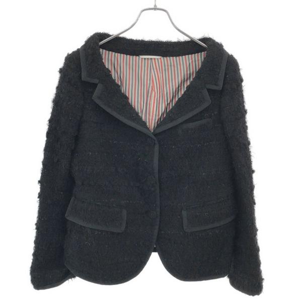 THOM BROWNE トム ブラウン 3Bツイードジャケット 01113I1003 ブラック 1 ...