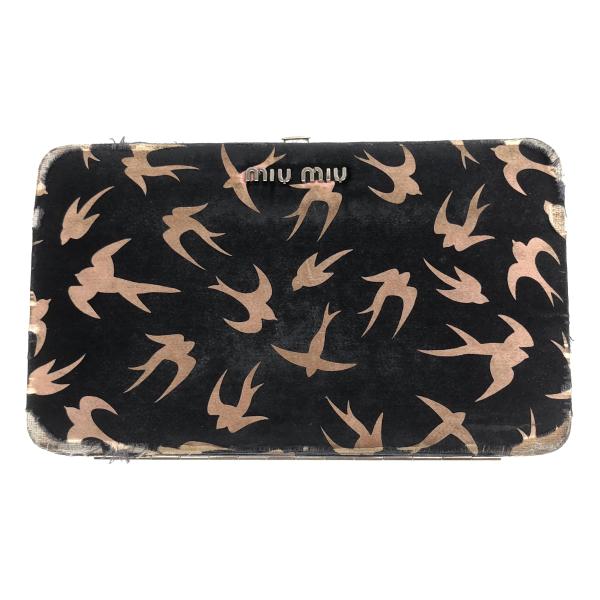 miu miu ミュウミュウ マルチプリントウォレットバッグ  ブラック - IT0WDODJM8P...