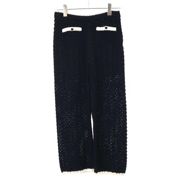 CHANEL シャネル 2022 Resort コットンシルクローゲージニットパンツ P7201K1...