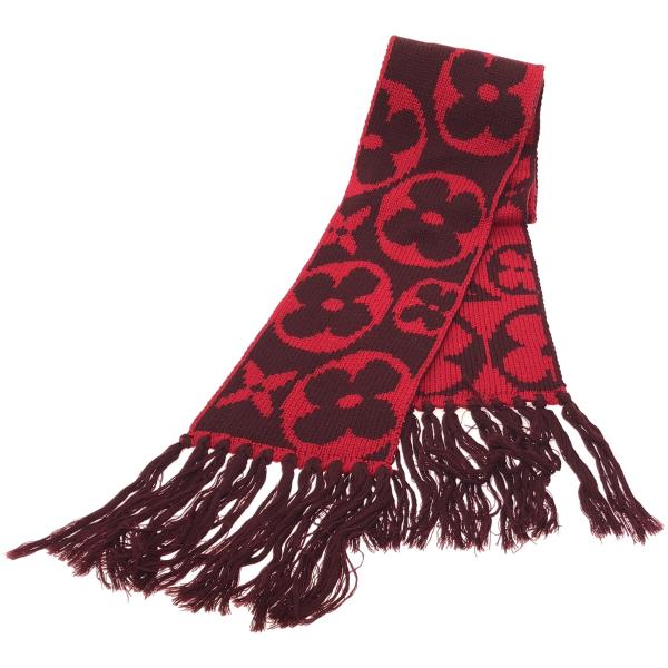 LOUIS VUITTON ルイヴィトン エシャルプ グランフロア ウールフリンジマフラー M724...