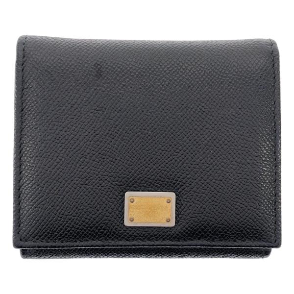 DOLCE&amp;GABBANA ドルチェ＆ガッバーナ コンパクトレザーウォレット 財布  ブラック - ...
