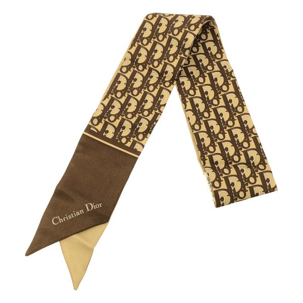 Christian Dior クリスチャンディオール ミッツァ オブリーク シルクスカーフ  ブラウ...