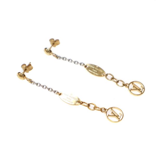 LOUIS VUITTON ルイヴィトン GP ロゴマニア LVチェーンピアス OB1127 シルバ...