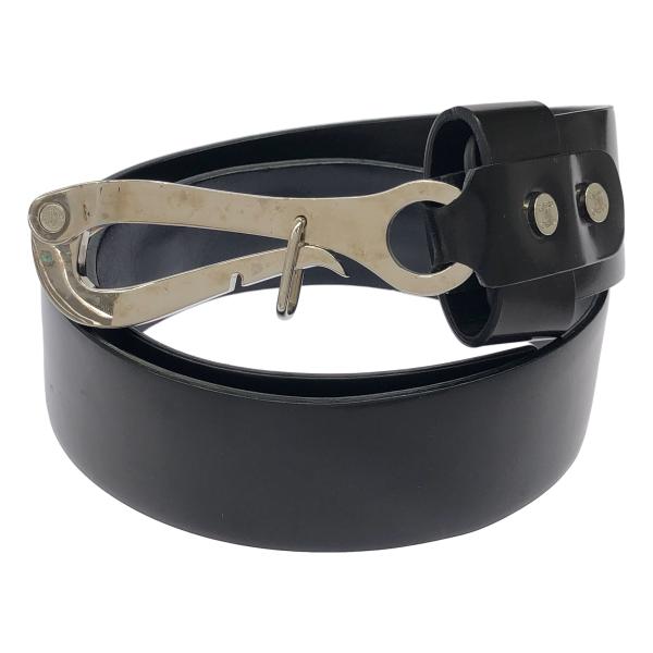 CELINE セリーヌ ペリカンフックバックルレザーベルト  ブラック 30/75 IT47H3MU...