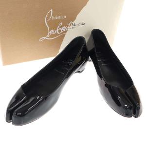 メゾン マルジェラ×クリスチャンルブタン MARLOUGIELA FLAT TABI 足袋 パテントフラットバレエシューズ S39WZ0109 ブラック 39 IT4BQ3NYY1UV