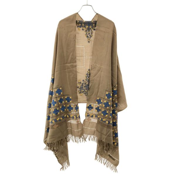 ne Quittez pas ヌキテパ フラワーエンブロイダリーフリンジストール  ブラウン  IT...