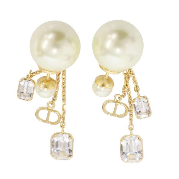 Christian Dior クリスチャンディオール ストーンパールデザインピアス セット  ゴール...