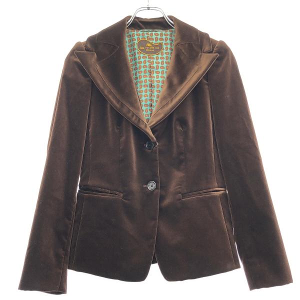 ETRO エトロ ベルベット テーラードジャケット  ブラウン 40 IT6HYBXV4GPO