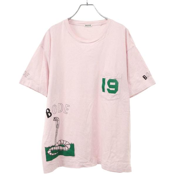 BODE NY ボーディー Cobra T-Shirt プリントTシャツ  ピンク L IT7E45...