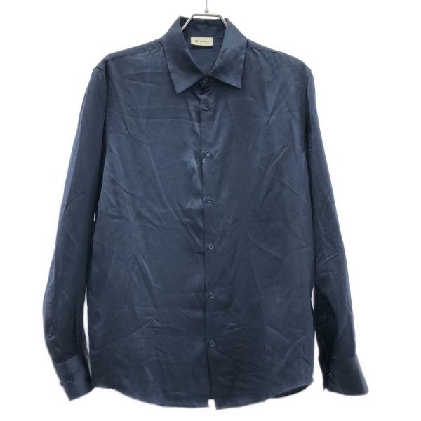 LILYSILK リリーシルク シルクシャツ  ネイビー M IT7LPT4U2VGY