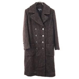 CHANEL シャネル メダルボタンストライプ ダブルブレストコート P54186V40705 ブラウン 38 IT7QCYHMNNQO