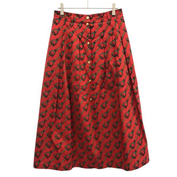 GUCCI グッチ 19SS ホースビットプリントスカート 560915 ZABEA レッド 40 ...