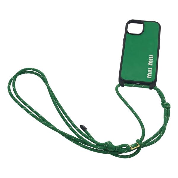 miu miu ミュウミュウ iPhone15 ストラップスマートフォンケース 5ZH184 グリー...