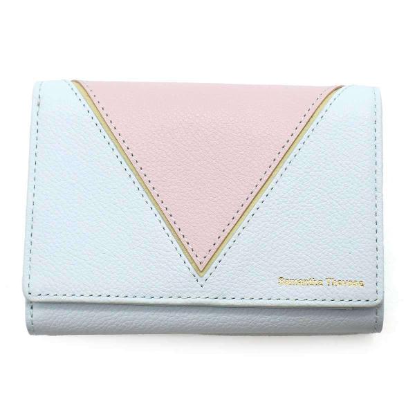 Samantha Thavasa サマンサタバサ パステルパッチワークウォレット 財布  サックスブ...