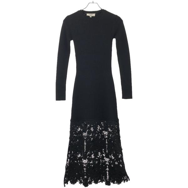 Sea New York シーニューヨーク リブニットコンビレースドレスワンピース  ブラック XX...